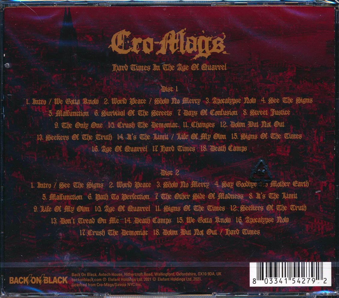 Cro-Mags - Hard Times In The Age Of Quarrel (36 tracks) (2xCD) Music CD