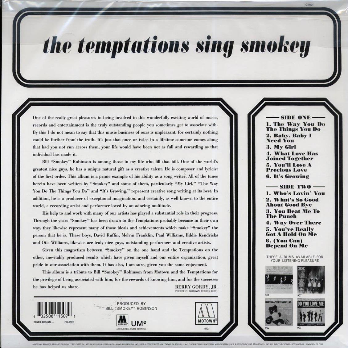 The Temptations - The Temptations Sing Smokey (mono) (ltd. ed.) (180g) (remastered) (audiophile) Vinyl Record