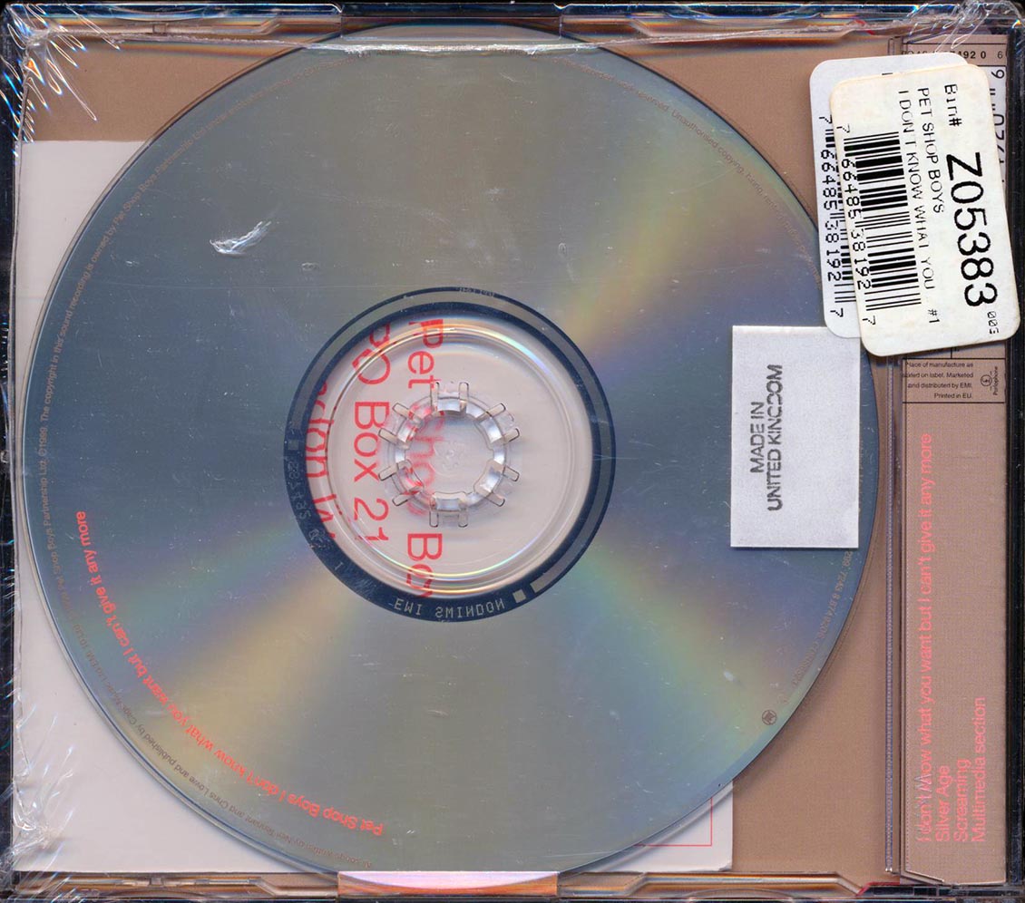 Pet Shop Boys - I Don't Know What You Want But I Can't Give It Any More Music CD