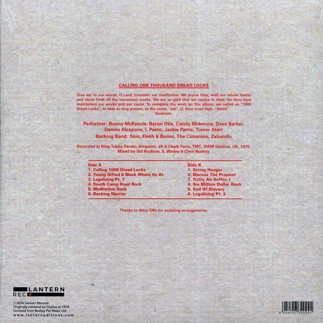 King Tubby, Dennis Alcapone, Dave Barker, Skin, Flesh & Bones, Etc. - Calling One Thousands Dread Locks Vinyl Record