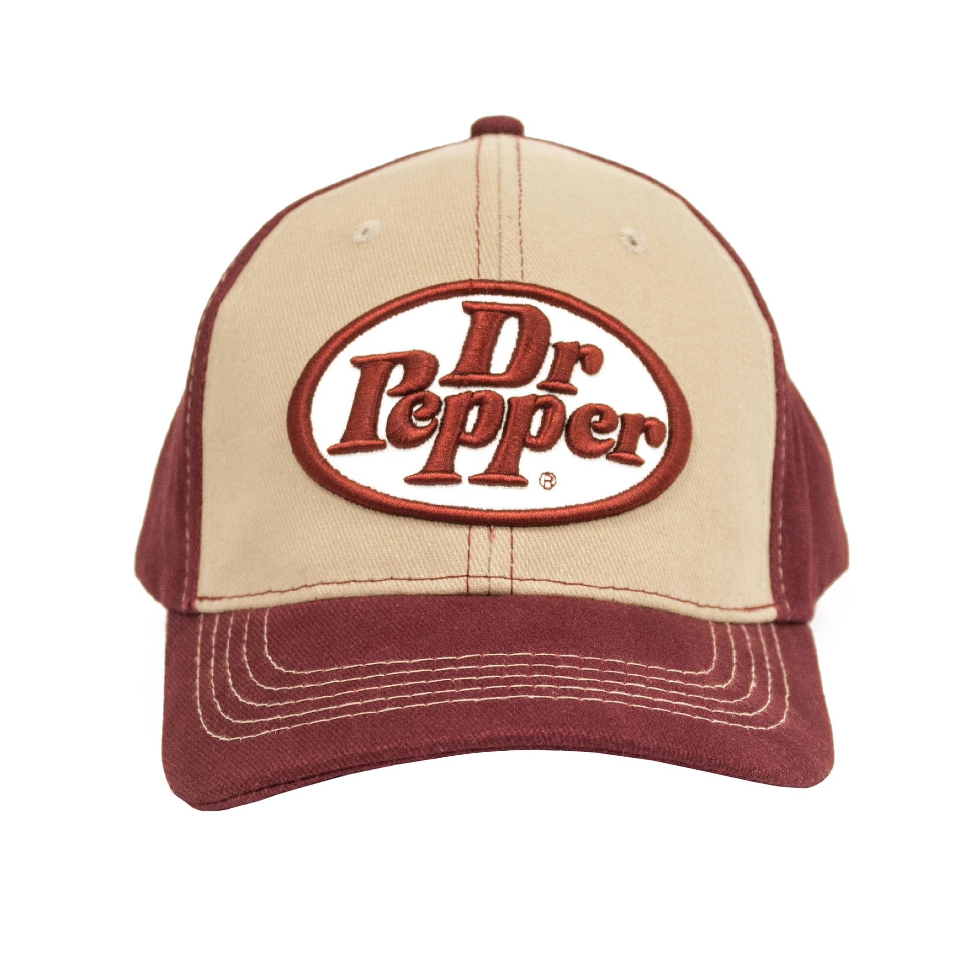 Dr Pepper Oval Logo Hat Officially Licensed - Tan and Red