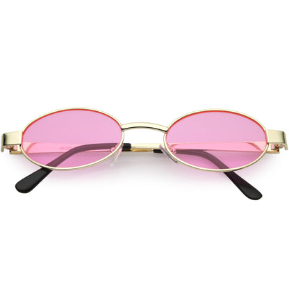 Retro 1990's Small Color Tone Oval Metal Sunglasses C709