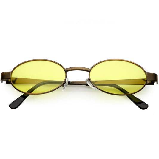Retro 1990's Small Color Tone Oval Metal Sunglasses C709