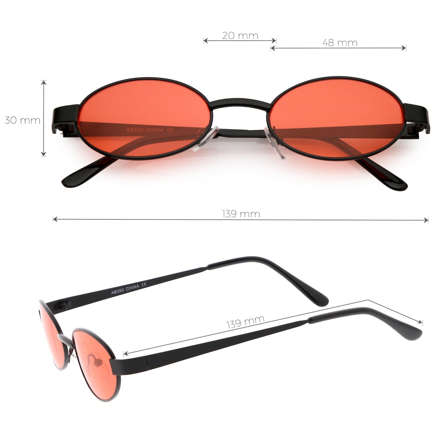 Retro 1990's Small Color Tone Oval Metal Sunglasses C709