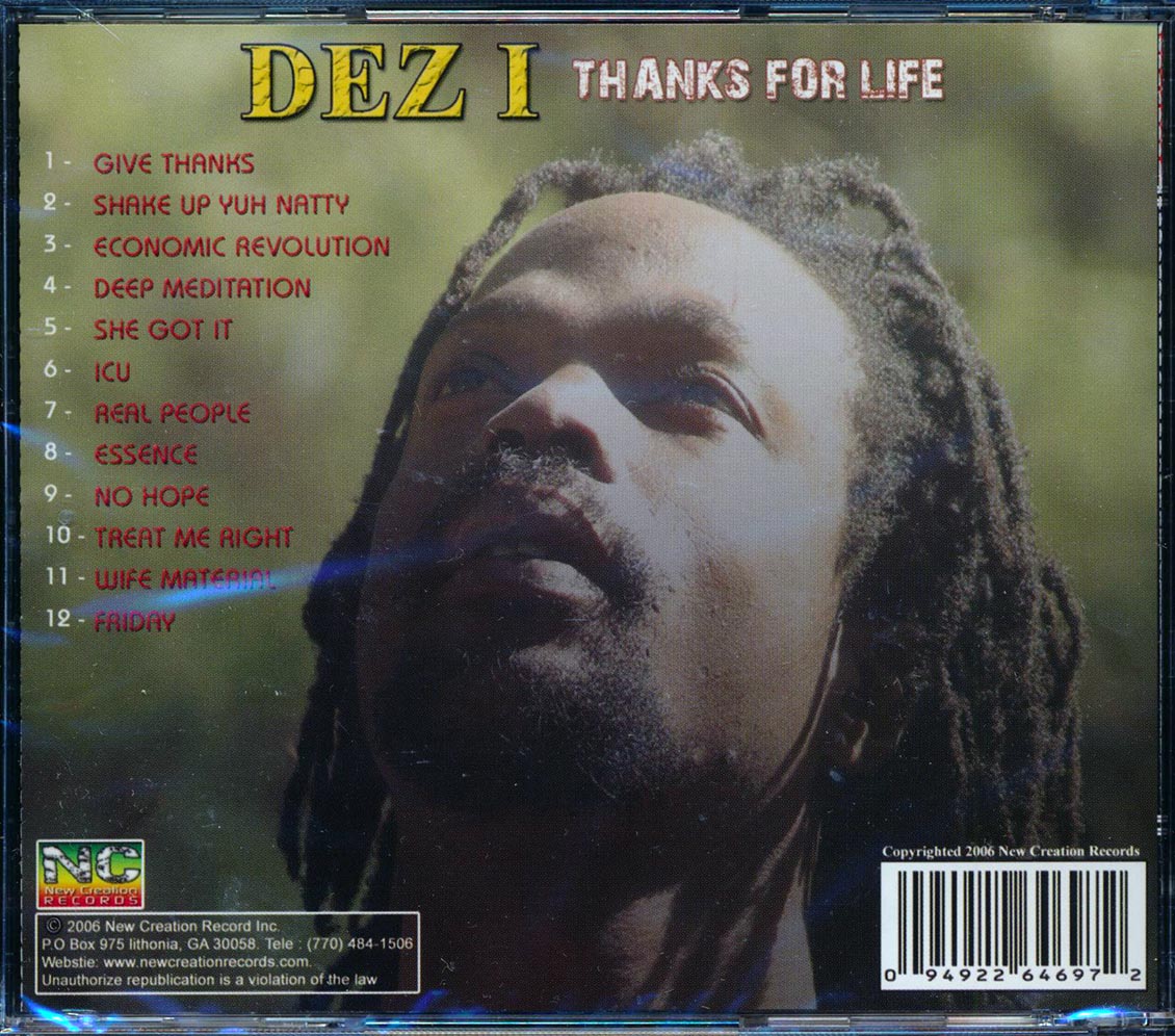 Dez I - Thanks For Life Music CD