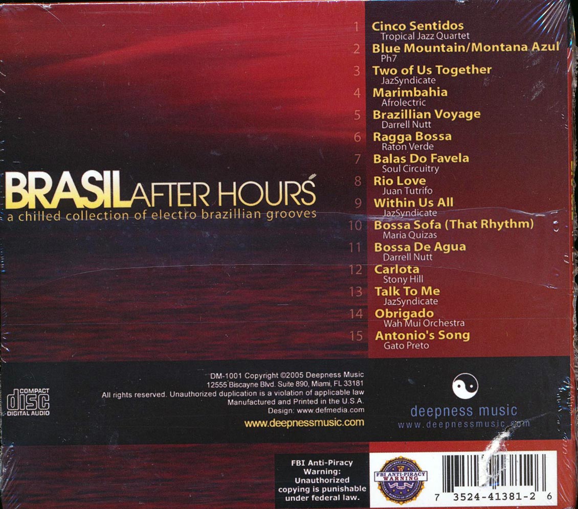 Tropical Jazz Quartet, Afrolectic, Stony Hill, Etc. - Brasil After Hours: A Chilled Collection Of Electro Brazillian Grooves Music CD