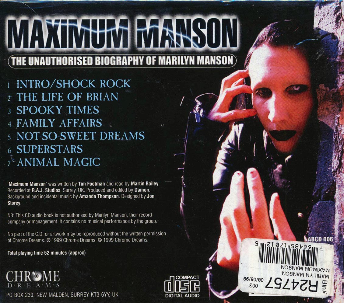 Marilyn Manson - Maximum Manson Music CD