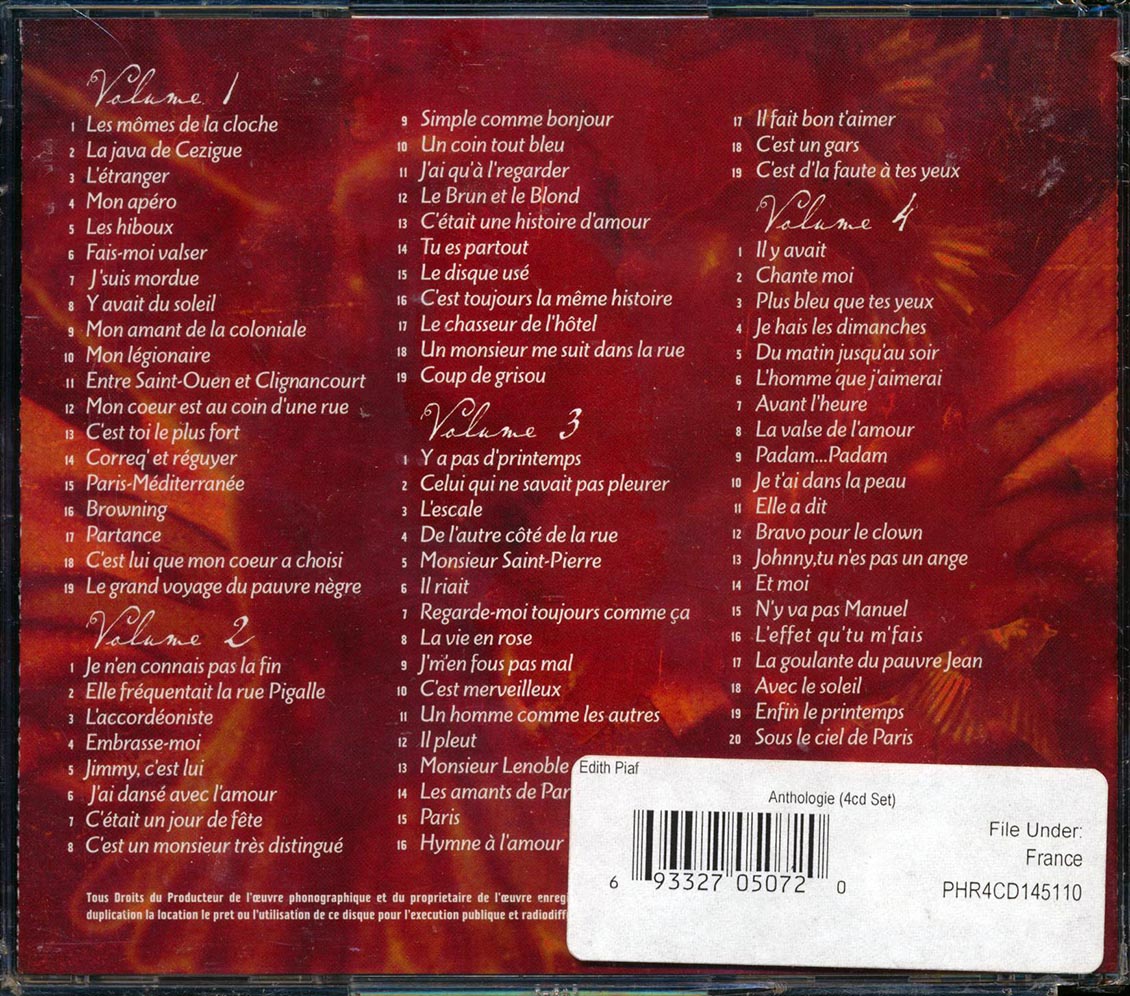 Edith Piaf - Anthologie (77 tracks) (4xCD) Music CD