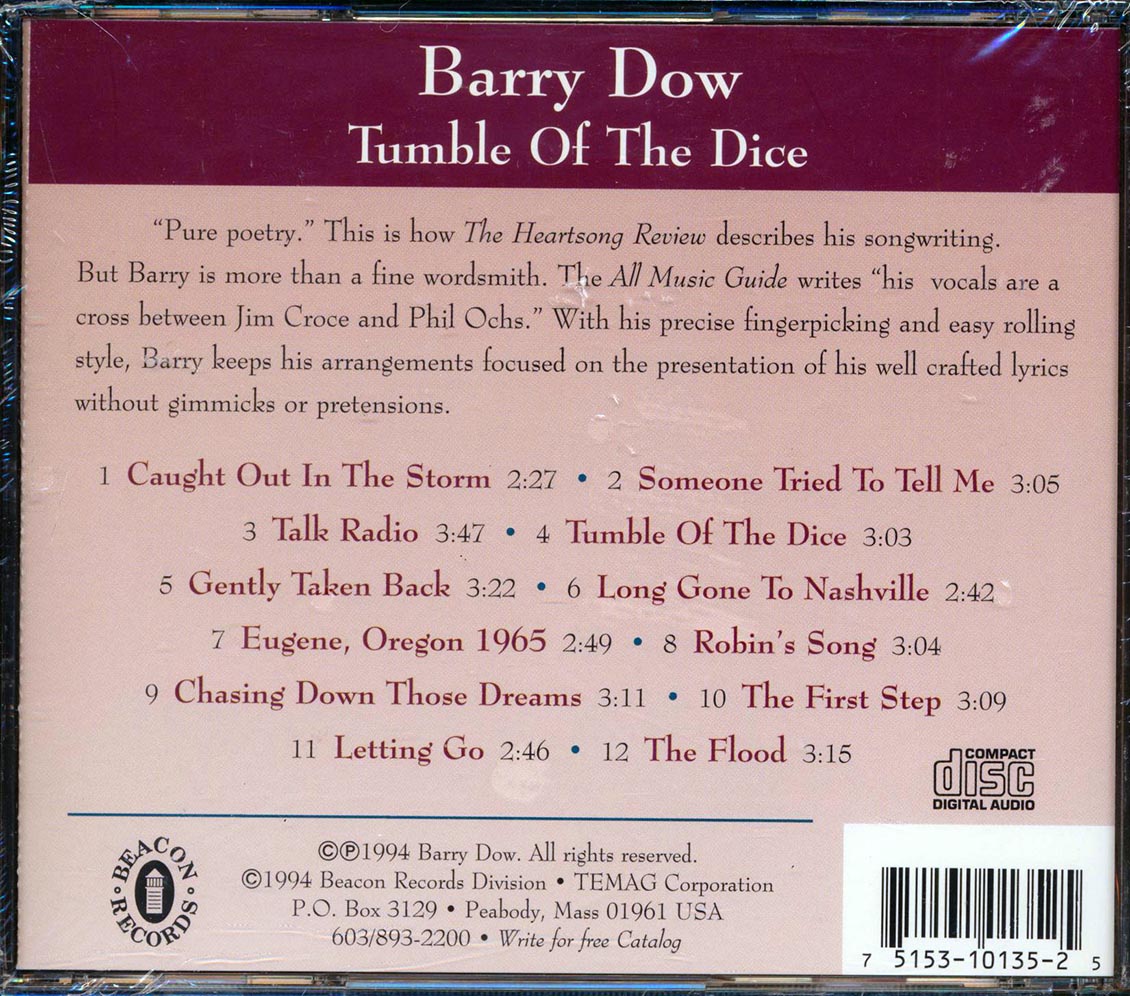 Barry Dow - Tumble Of The Dice Music CD