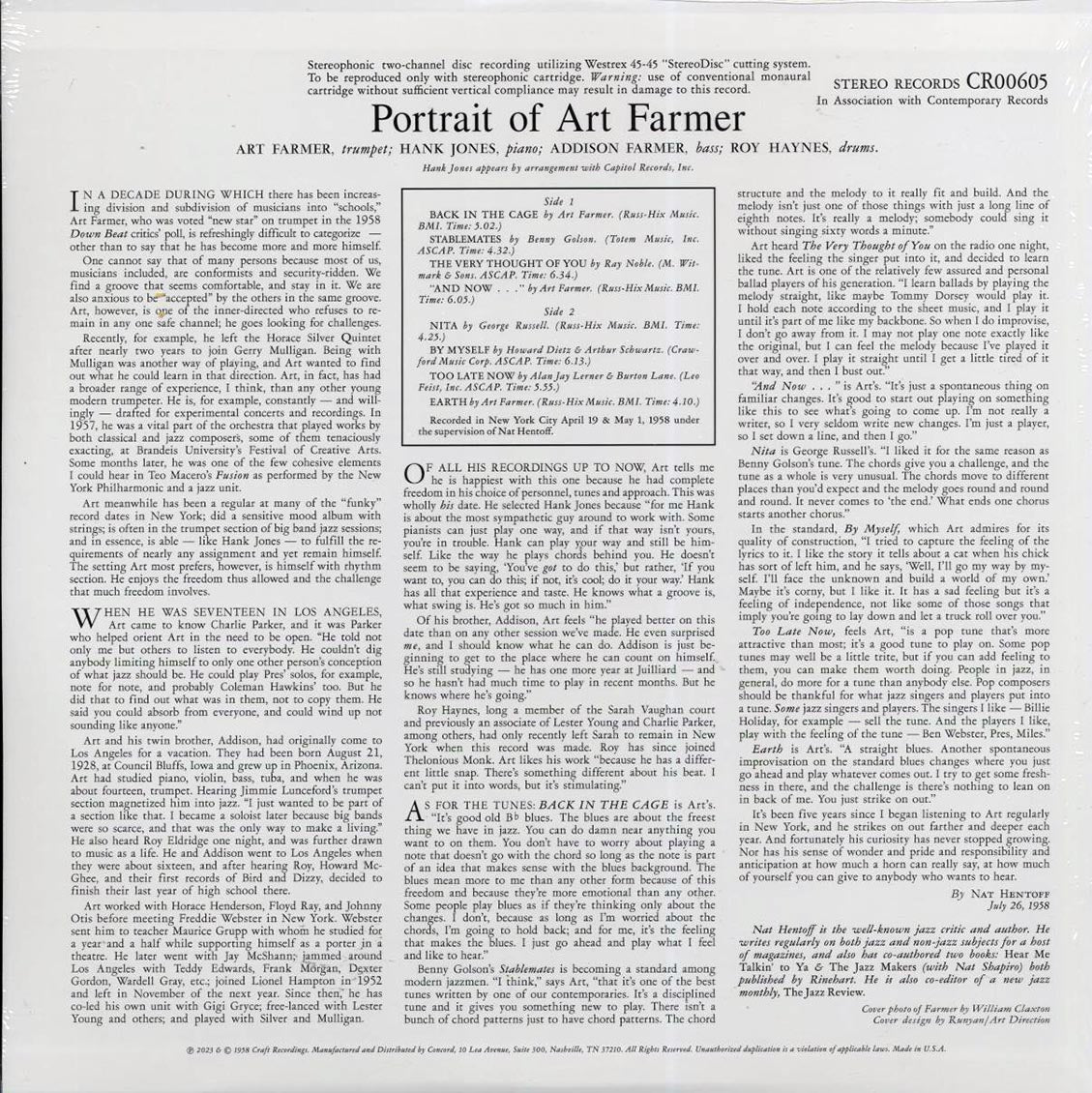 Art Farmer - Portrait Of Art Farmer (180g) Vinyl Record