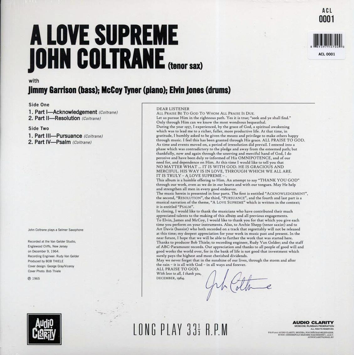 John Coltrane - A Love Supreme Vinyl Record