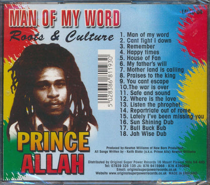 Prince Alla - Man Of My Word: Roots & Culture Music CD