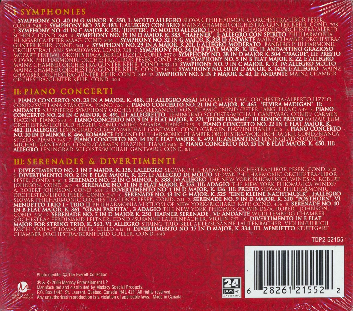 Slovak Philharmonic Orchestra, Stutgart Chamber Orchestra, Leningrad Soloists, Etc. - The Best Of Mozart: 250th Anniversary (31 tracks) (3xCD) (deluxe 3-fold digipak) Music CD