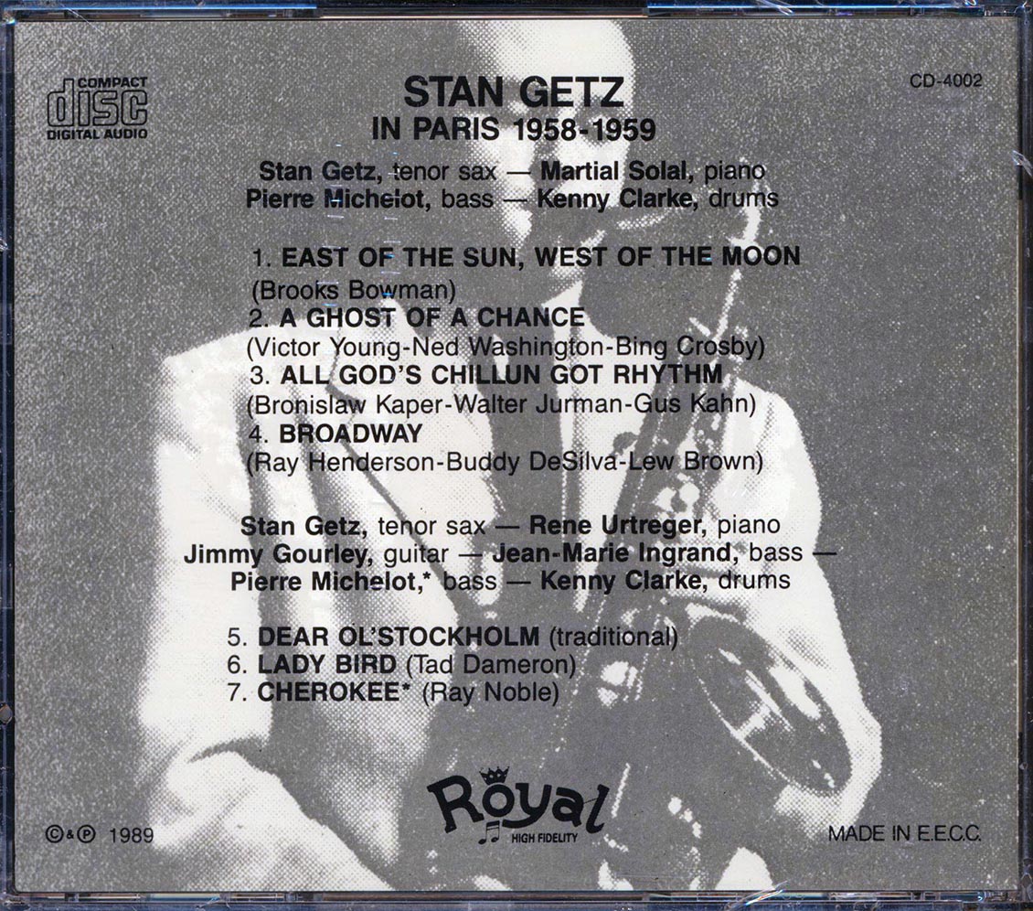 Stan Getz - In Paris 1958-1959 Music CD