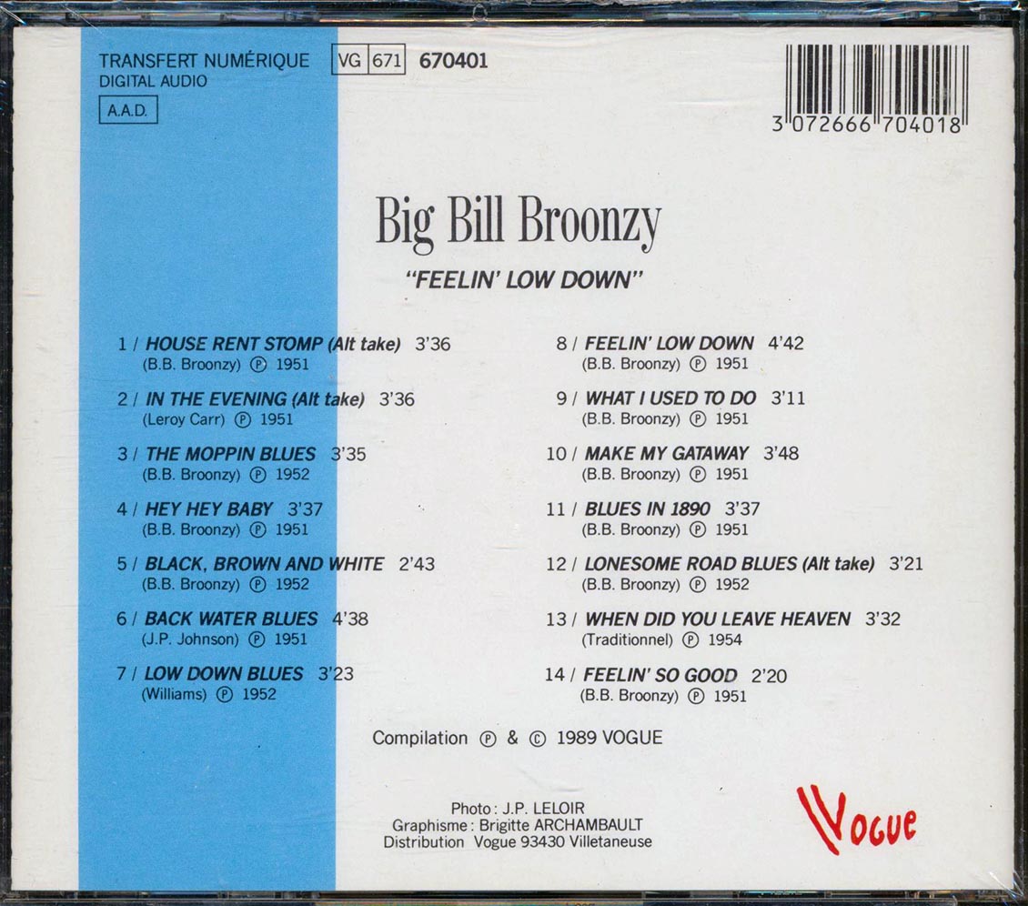 Big Bill Broonzy - Feelin' Low Down: Living The Blues Music CD