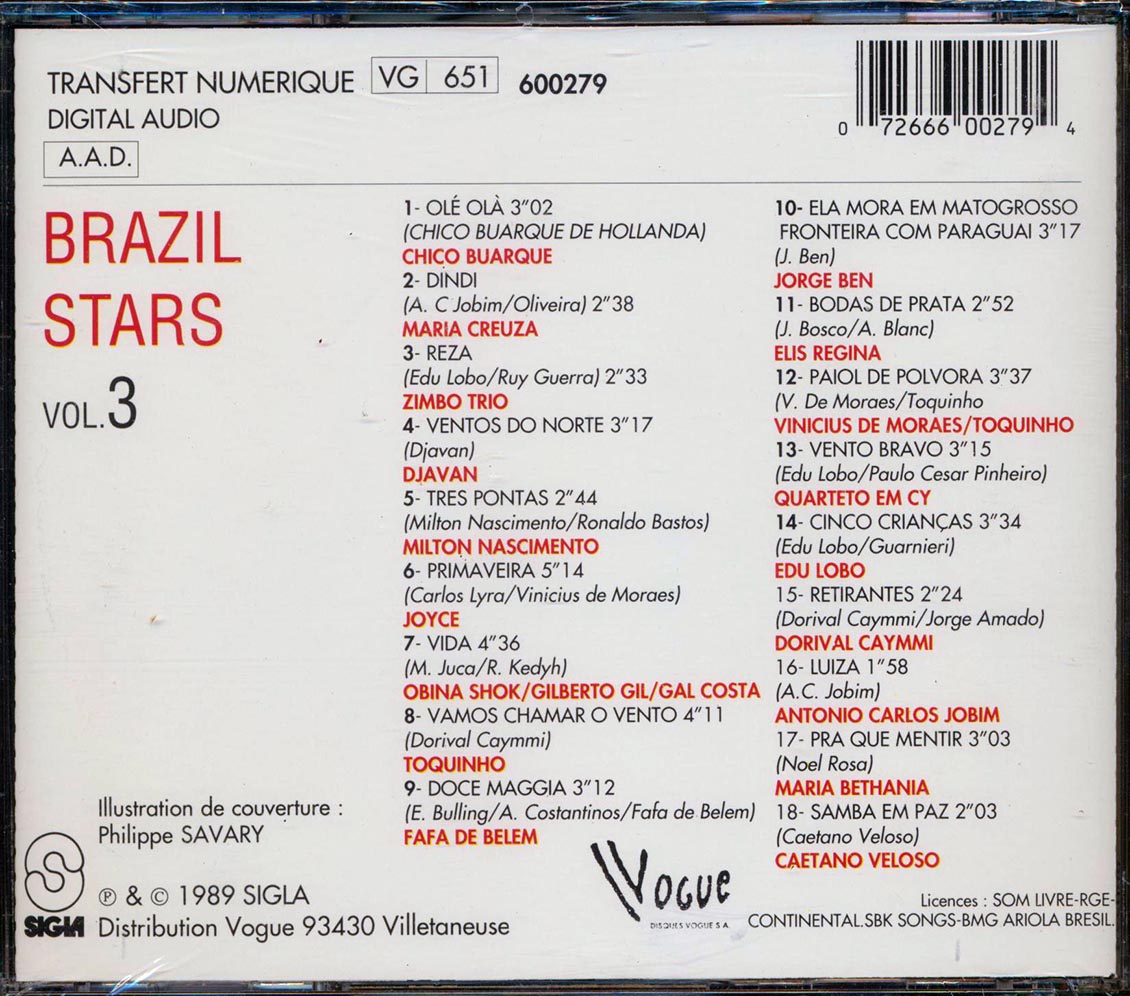 Milton Nascimento, Jorge Ben, Edu Lobo, Antonio Carlos Jobim, Etc. - Brazil Stars Volume 3 Music CD