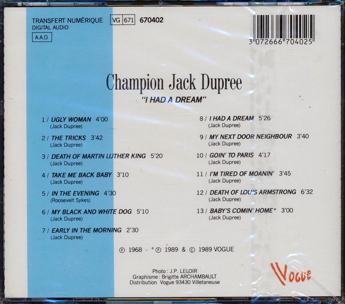 Champion Jack Dupree - I Had A Dream: Living The Blues Music CD