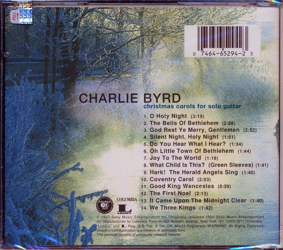 Charlie Byrd - Christmas Carols For Solo Guitar Music CD