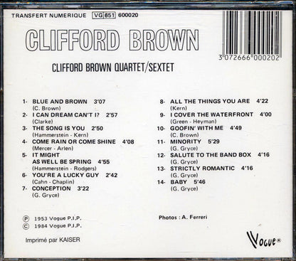 Clifford Brown - Quartet/Sextet Music CD
