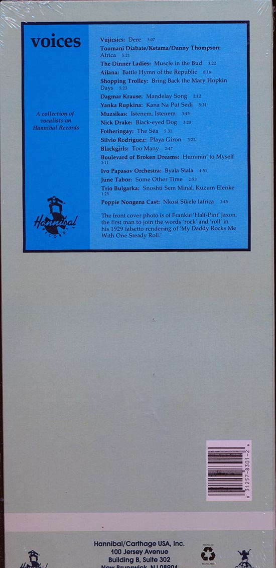 Nick Drake, Silvio Rodriguez, Dagmar Krause, Etc. - Voices: A Collection Of Vocalists On Hannibal Records (orig. longbox packaging) Music CD