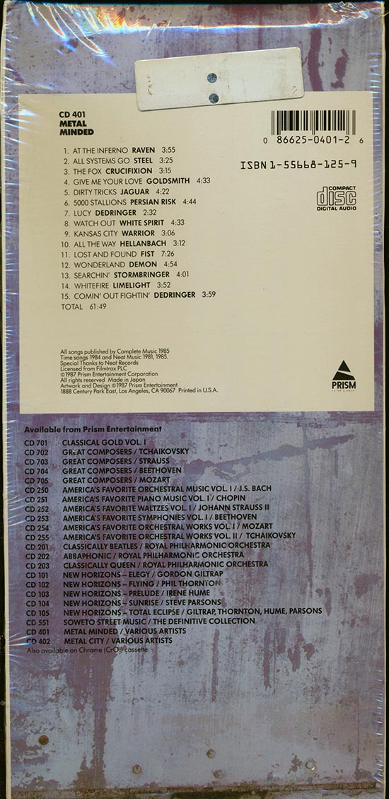 Raven, Steel, Warrior, White Spirit, Dedringer, Persian Risk, Etc. - Metal Minded: The Best Of British Metal Music (orig. longbox packaging) Music CD