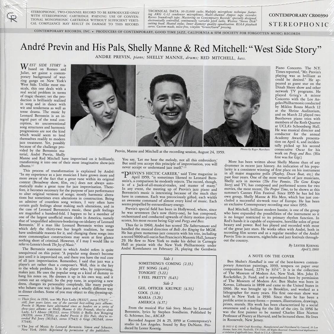 Andre Previn & His Pals Shelly Manne & Red Mitchell - West Side Story (180g) Vinyl Record