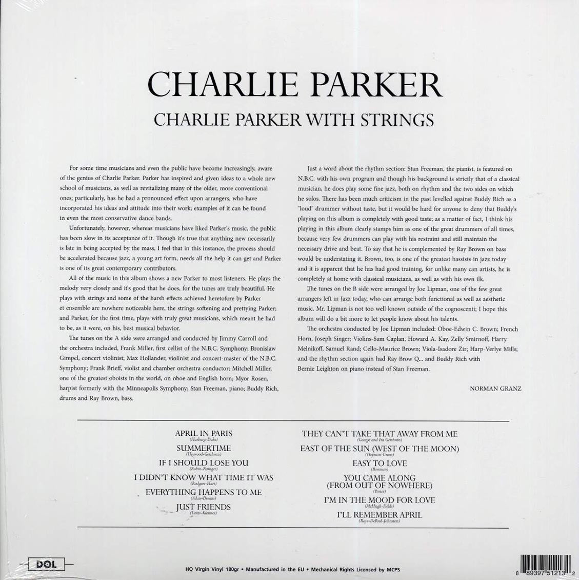 Charlie Parker - Charlie Parker With Strings (180g) Vinyl Record