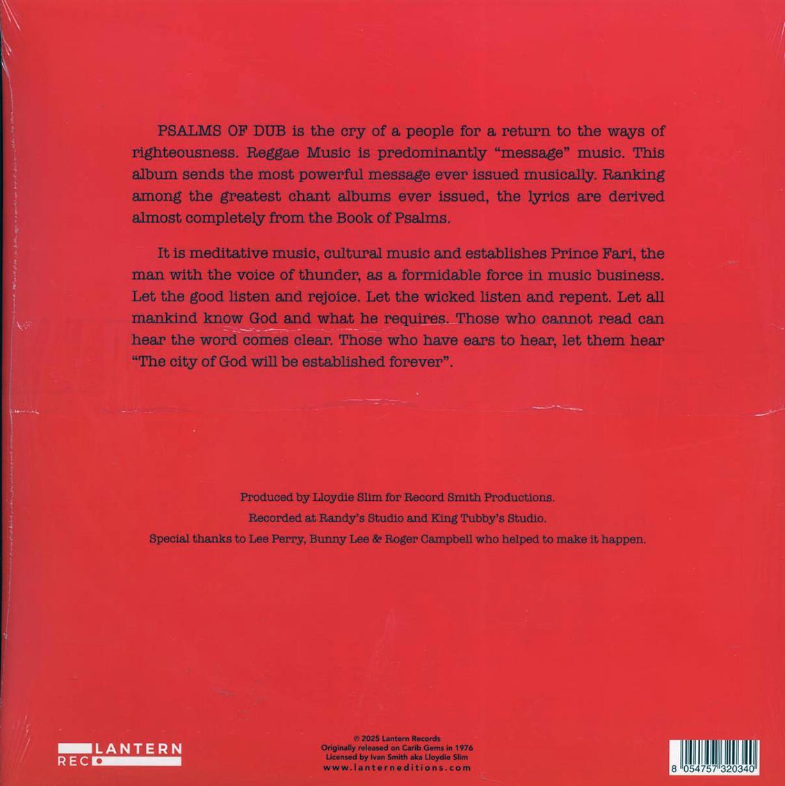 Prince Far I - Psalms For I Vinyl Record