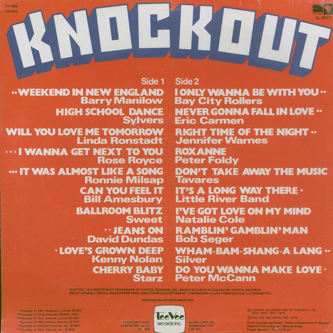 Linda Ronstadt, Bay City Rollers, Little River Band, Etc. - Knockout Round II Vinyl Record