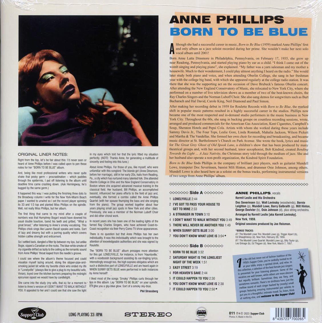 Anne Phillips - Born To Be Blue (+2 bonus tracks) (ltd. ed.) (180g) Vinyl Record