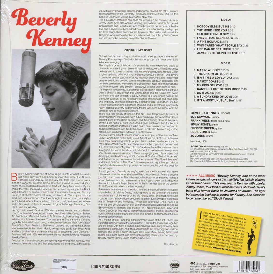 Beverly Kenney - With The Basie-Ites (+5 bonus tracks) (ltd. ed.) (180g) Vinyl Record