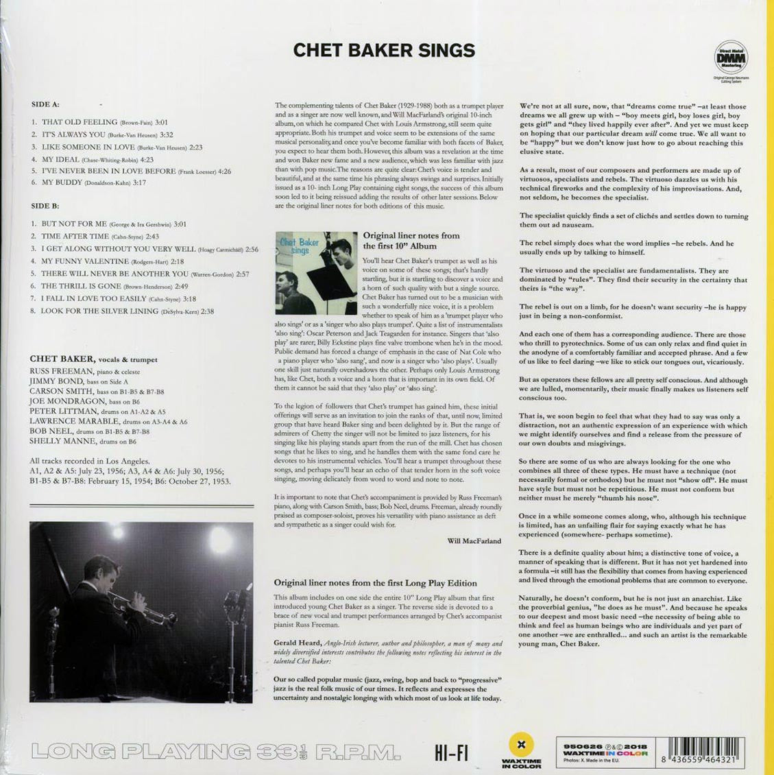 Chet Baker - Chet Baker Sings (ltd. ed.) (180g) (yellow vinyl) Vinyl Record