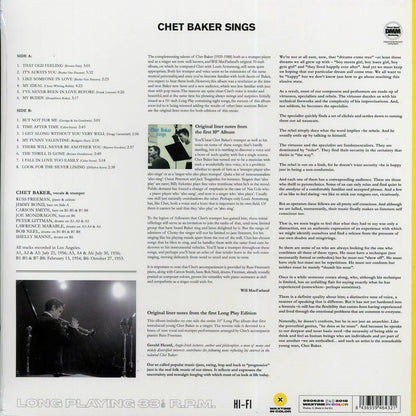 Chet Baker - Chet Baker Sings (ltd. ed.) (180g) (yellow vinyl) Vinyl Record