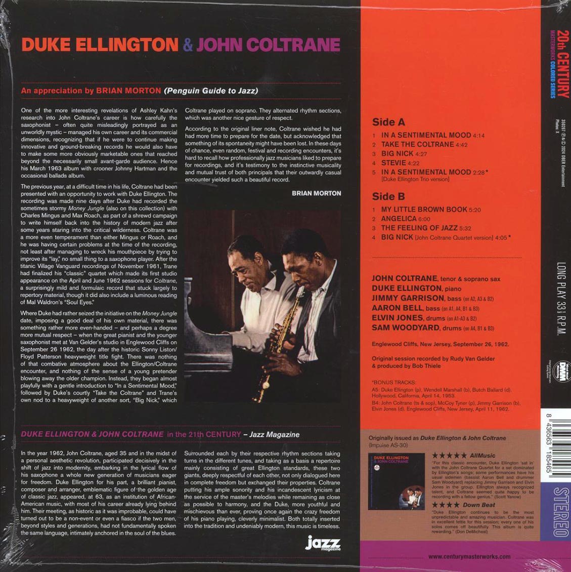Duke Ellington, John Coltrane - Duke Ellington & John Coltrane (+2 bonus tracks) (ltd. ed.) (180g) (red vinyl) Vinyl Record