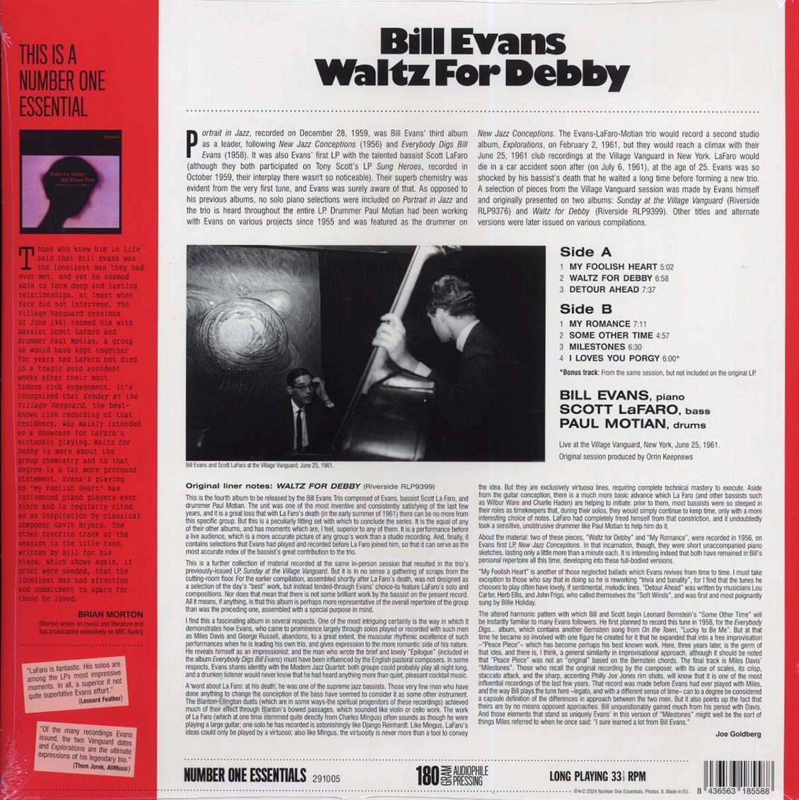 Bill Evans - Waltz For Debby (+bonus track) (ltd. ed.) (180g) Vinyl Record