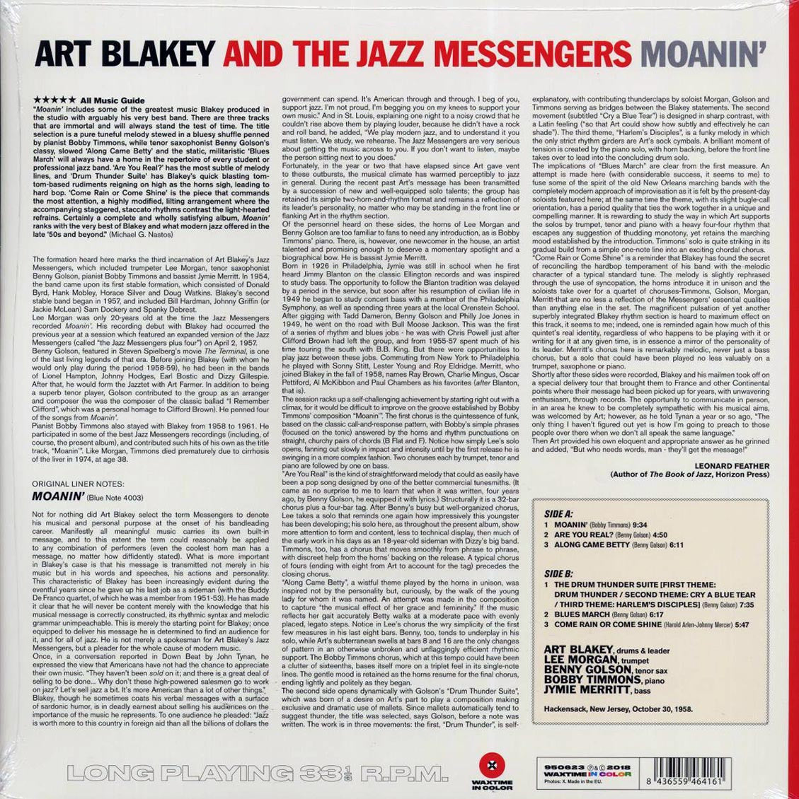 Art Blakey & The Jazz Messengers - Moanin' (ltd. ed.) (180g) (red vinyl) Vinyl Record