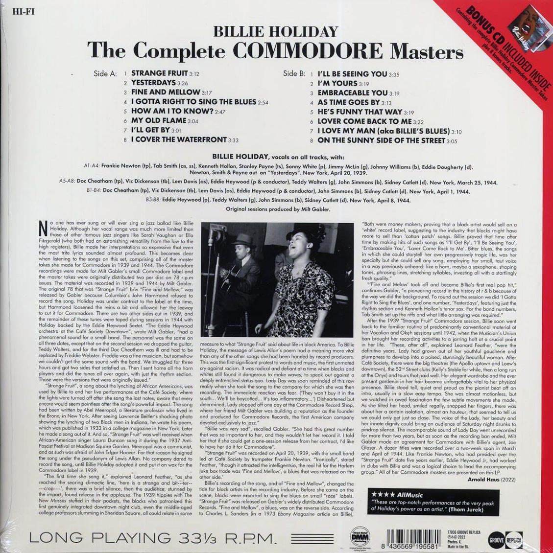Billie Holiday - The Complete Commodore Masters (+8 bonus tracks) (ltd. ed.) (180g) (incl. CD) Vinyl Record