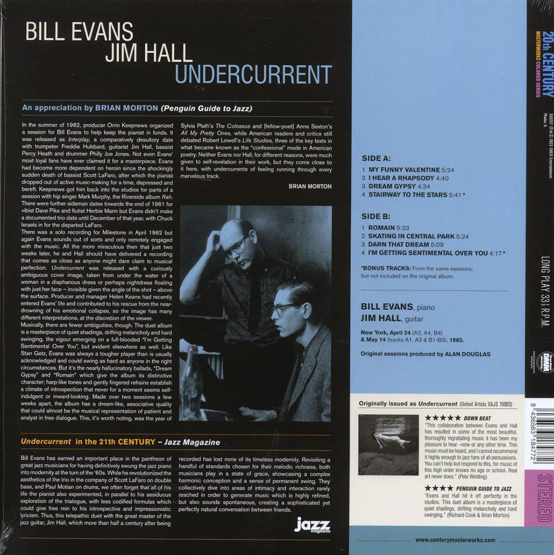 Bill Evans, Jim Hall - Undercurrent (+2 bonus tracks) (ltd. ed.) (180g) (blue vinyl) Vinyl Record