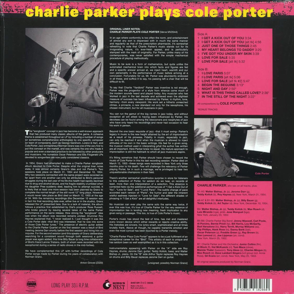 Charlie Parker - Charlie Parker Plays Cole Porter (+4 bonus tracks) (ltd. ed.) (180g) (yellow vinyl) Vinyl Record