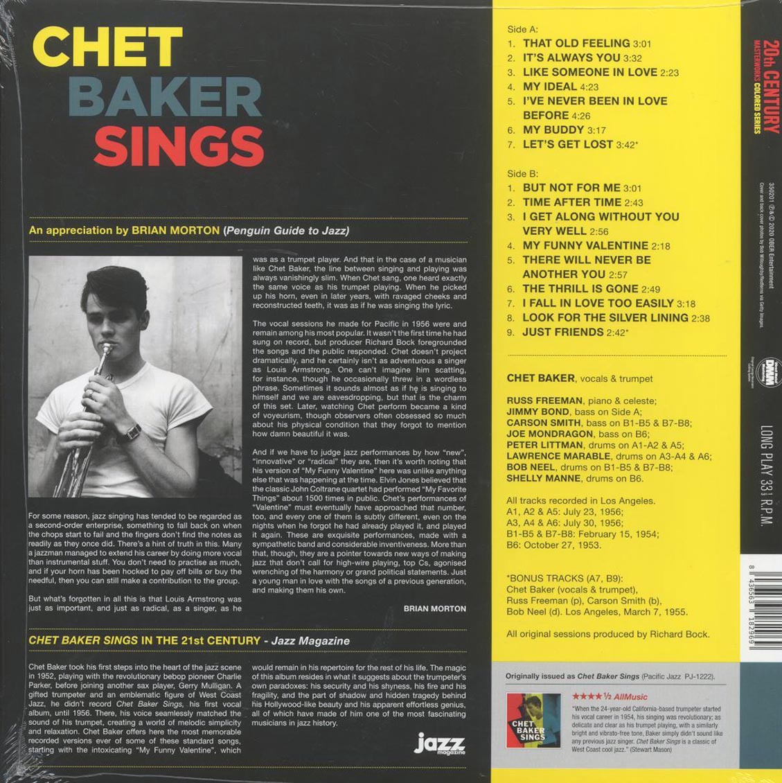 Chet Baker - Chet Baker Sings (+2 bonus tracks) (ltd. ed.) (180g) (yellow vinyl) Vinyl Record