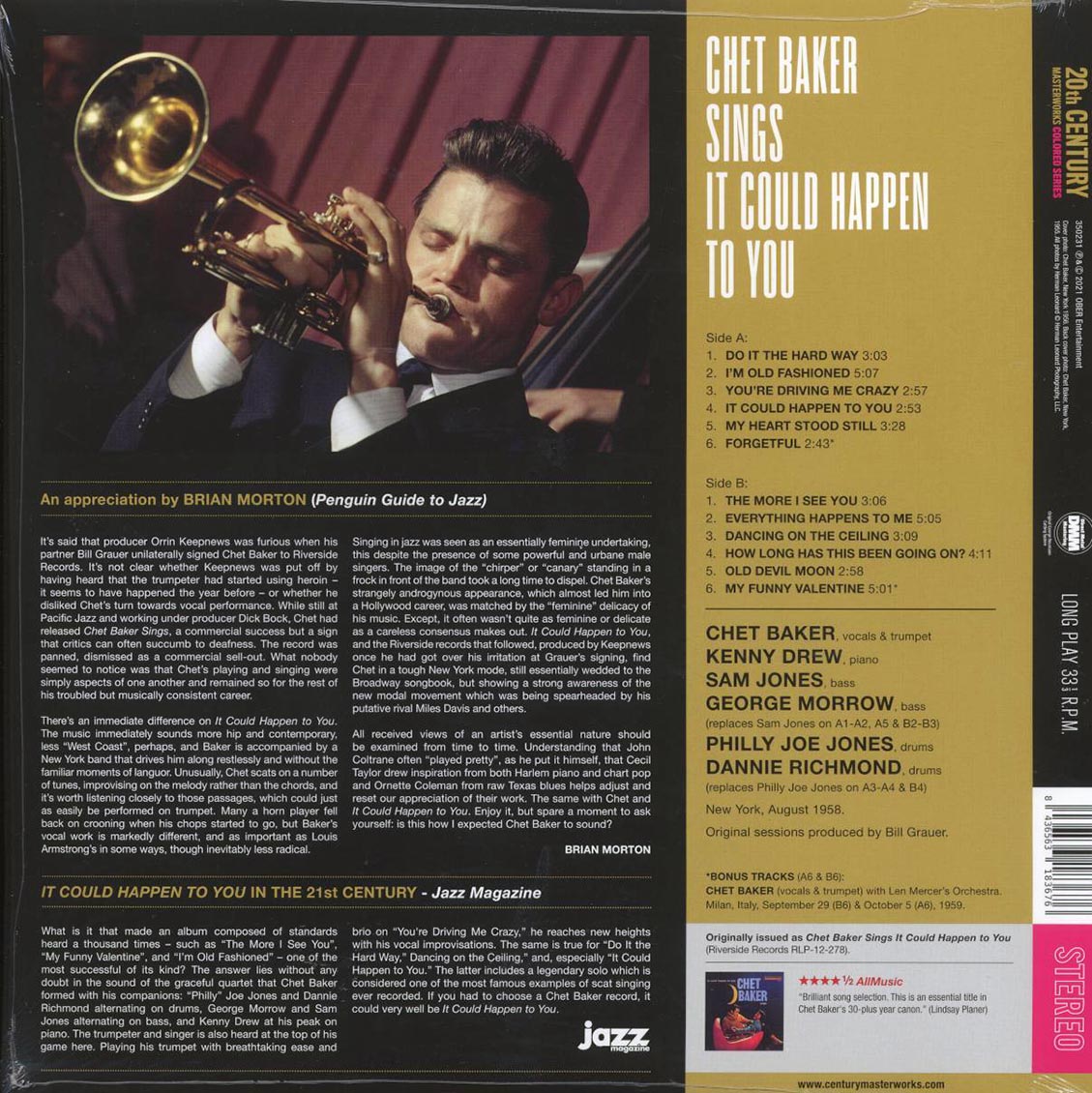 Chet Baker - Sings It Could Happen To You (+2 bonus tracks) (ltd. ed.) (180g) (yellow vinyl) Vinyl Record