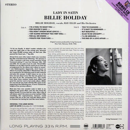 Billie Holiday - Lady In Satin (+8 bonus tracks) (ltd. ed.) (180g) (incl. CD) Vinyl Record