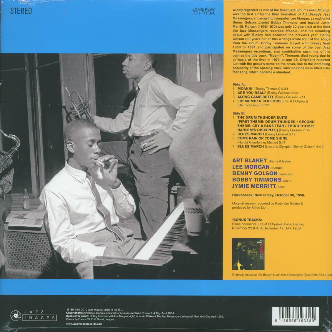 Art Blakey & The Jazz Messengers - Moanin? (+2 bonus tracks) (ltd. ed.) (180g) Vinyl Record