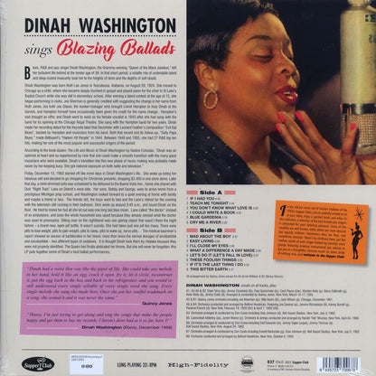 Dinah Washington - Sings Blazing Ballads (ltd. ed.) (180g) Vinyl Record