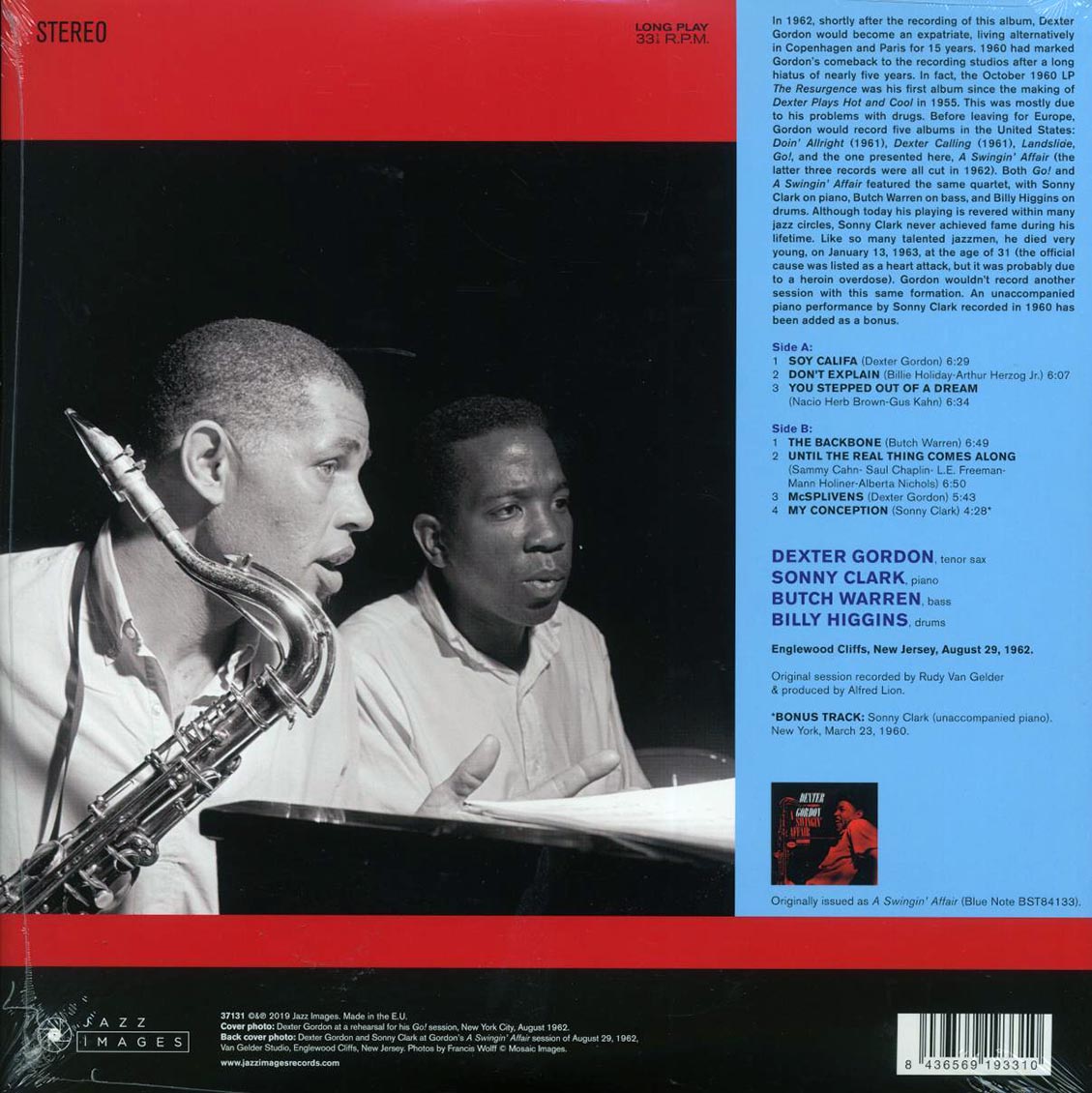 Dexter Gordon - A Swingin' Affair (+bonus track) (ltd. ed.) (180g) Vinyl Record