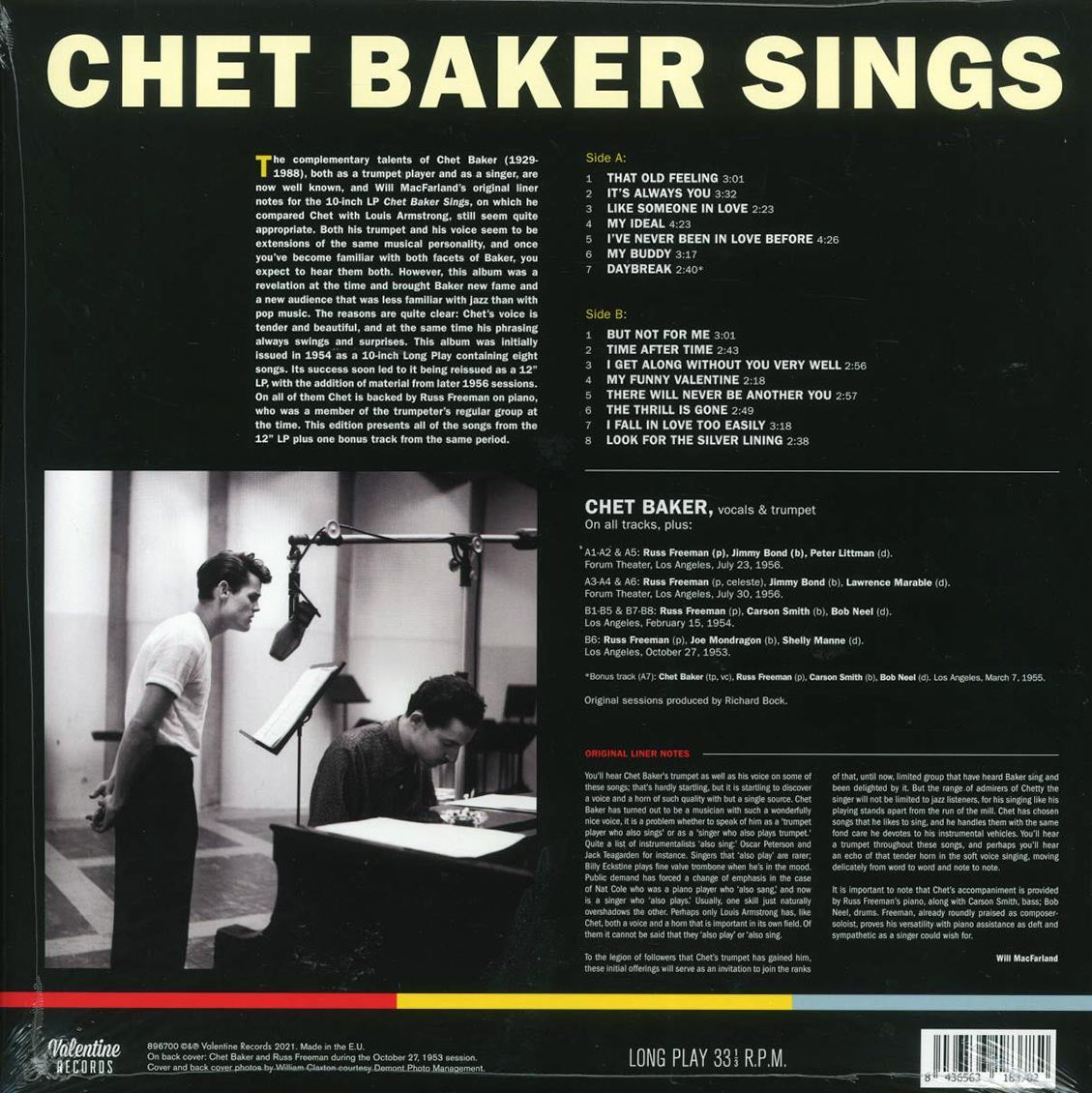Chet Baker - Chet Baker Sings (+bonus track) (ltd. ed.) (180g) Vinyl Record