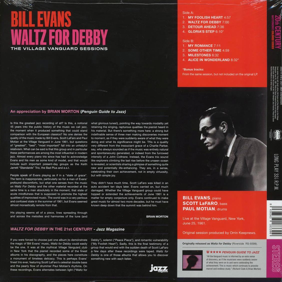 Bill Evans - Waltz For Debby: The Village Vanguard Sessions (+2 bonus tracks) (ltd. ed.) (180g) (red vinyl) Vinyl Record