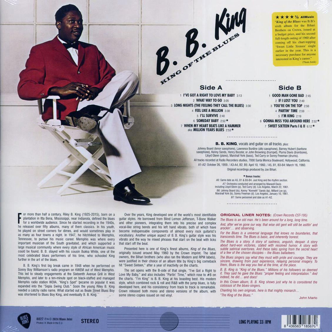 BB King - King Of The Blues (+4 bonus tracks) (ltd. ed.) (180g) Vinyl Record