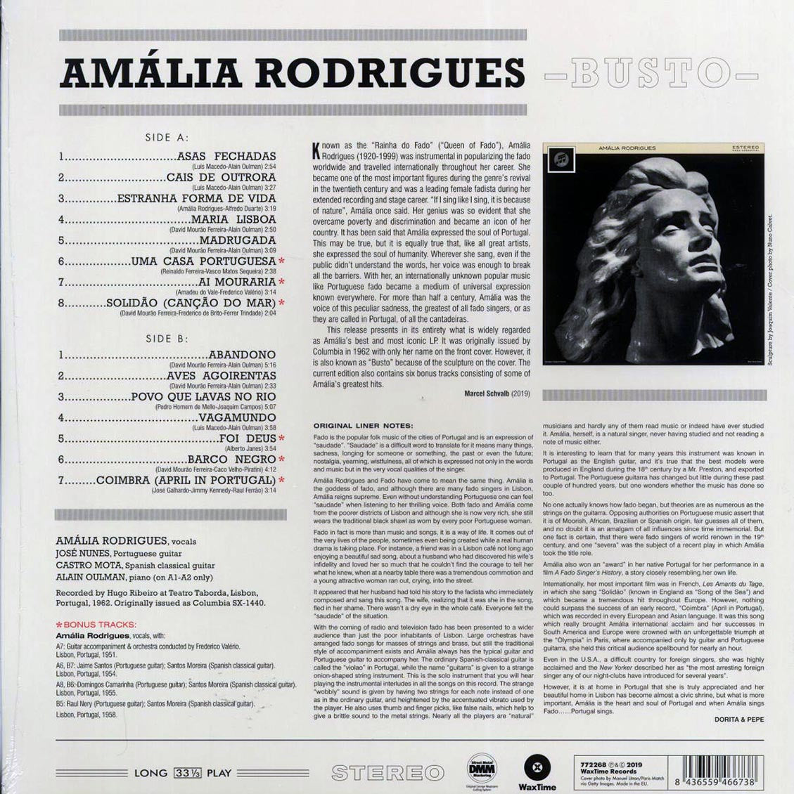 Amalia Rodrigues - Busto (+6 bonus tracks) (ltd. ed.) (180g) Vinyl Record