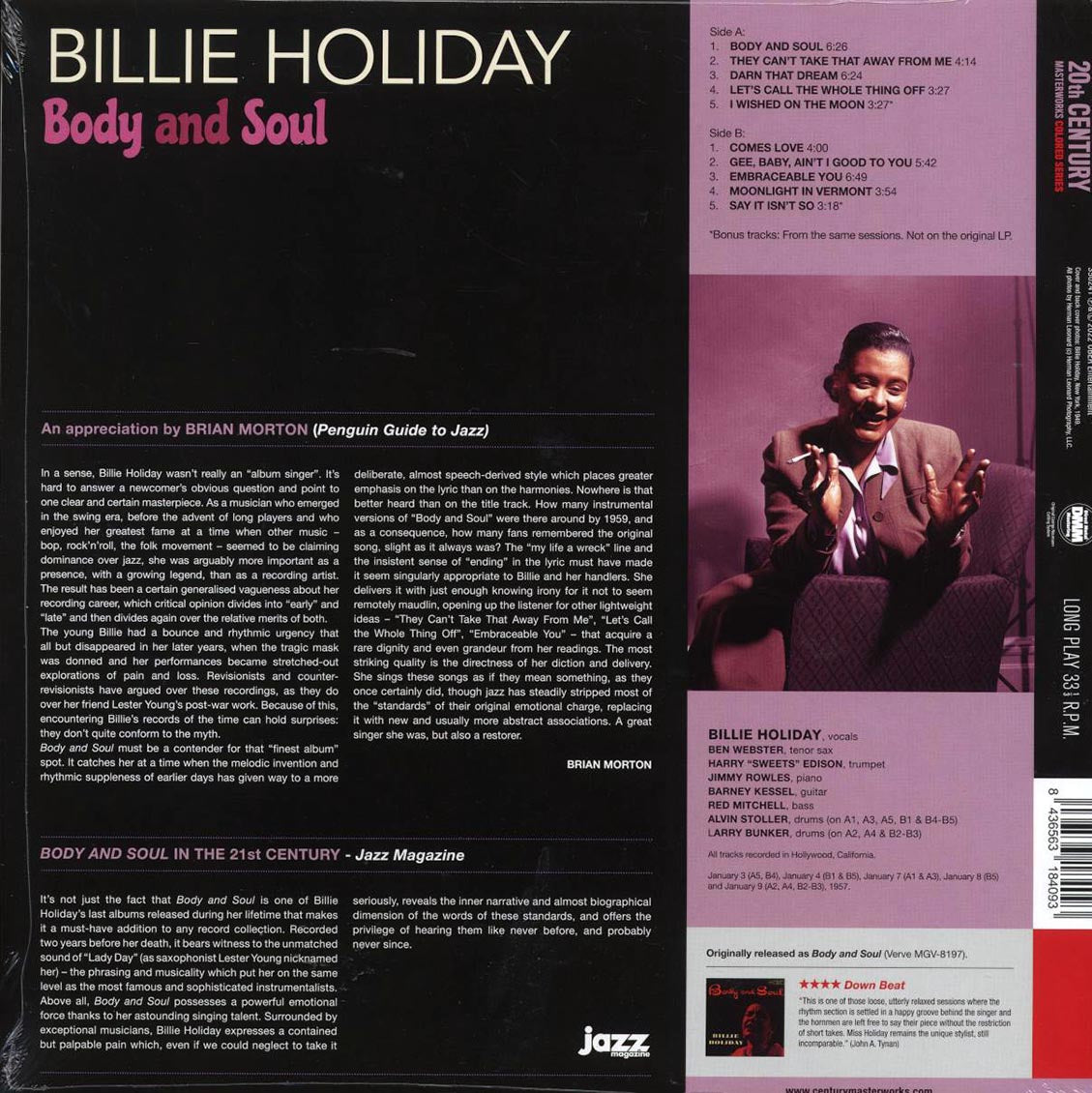 Billie Holiday - Body And Soul (+2 bonus tracks) (ltd. ed.) (180g) (purple vinyl) Vinyl Record